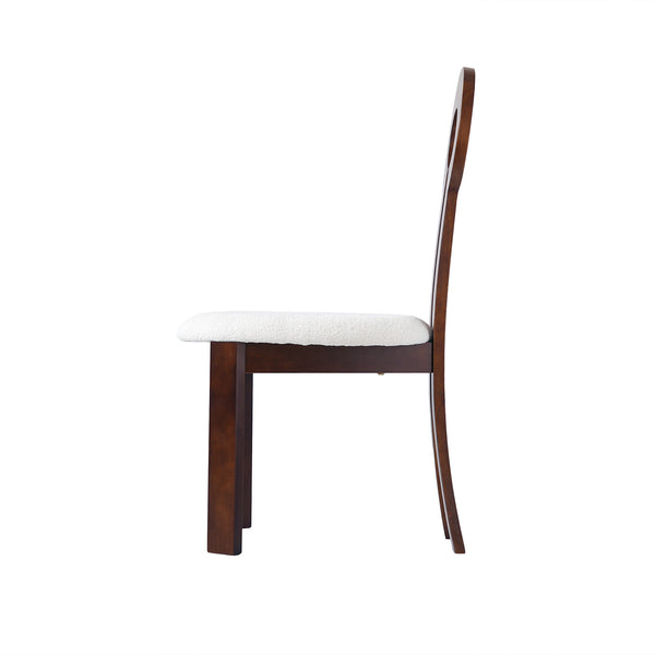 English Elm Vintage Rubber Solid Wood Dining Chair Set of 2 — Plush Berber Fleece Upholstery, Water & Stain Resistant, 280 lb Capacity Natural,White W1535P281510