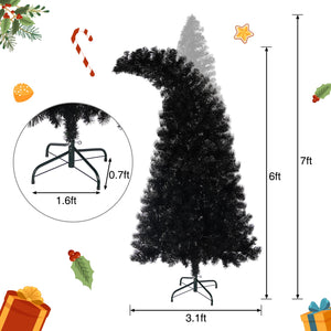 English Elm 6FT Black Artificial Christmas Tree with 250 LED Orange & Purple Lights, 900 Tips, UV-Resistant Indoor Decor PX283441AAA