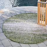 Unique Loom Outdoor Modern Ombre Machine Made Abstract Rug Green, Ivory 13' 0" x 13' 0"