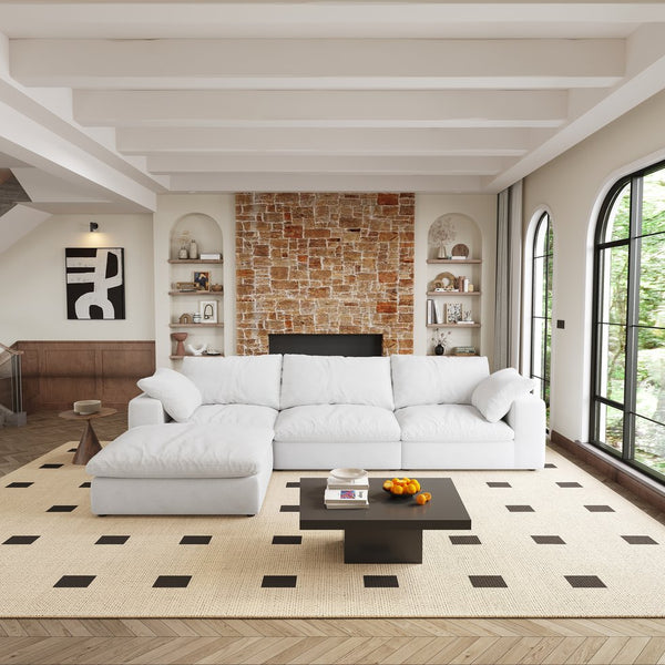 English Elm Cloud Modular L-Shaped Sectional Sofa With Storage Ottoman - Plush Comfort & Customizable Design W2824S00018