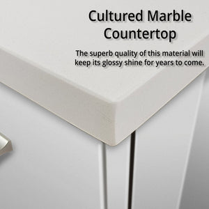 English Elm Glossy Double Bath Vanity 60 in with Cultured Marble Top, Soft-Close Drawers, LED Mirror, Durable Finish B2731S00775