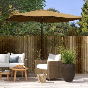 English Elm Outsunny 6.5' X 10' Rectangular Market Umbrella - Stylish Patio Shade With Crank, Tilt & Uv Protection W2225P200819-GIGA