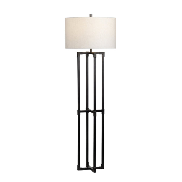Crestview Collection 61.5"H Industrial Metal Floor Lamp With Off-white Shade, Rustic Iron Finish, Versatile Lighting Options   Cvazer164
