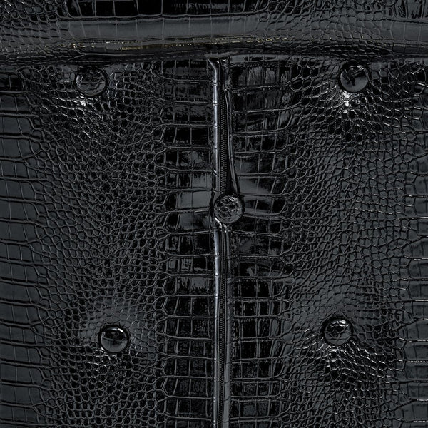 English Elm A Set of 2 Glam Faux Alligator Pvc Barstools with Crystal Buckle Detail Black W1512P491559