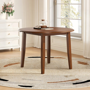 English Elm Extendable Round Dining Table Folding Mdf Top Rubberwood Legs Small Space Apartment Brown N752P405933D