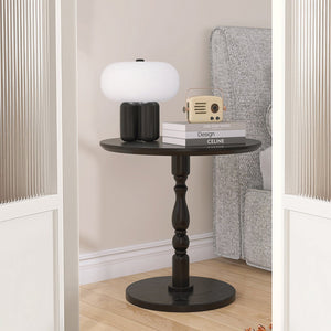 English Elm 23'' Black Accent Round Table - Modern 23" Small Side Table with Solid Wood Legs, Water-Resistant MDF, Versatile Nightstand W2295P339118