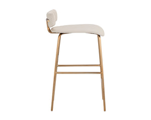 Sunpan Lorelei Counter Stool - Chic Channel Tufted Faux Leather Seat with Elegant Gold Stainless Steel Frame Dillon Cream