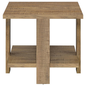 English Elm Runnion Rustic Mango Wood 2 Piece Coffee and End Table Set with Open Shelves B062S01477