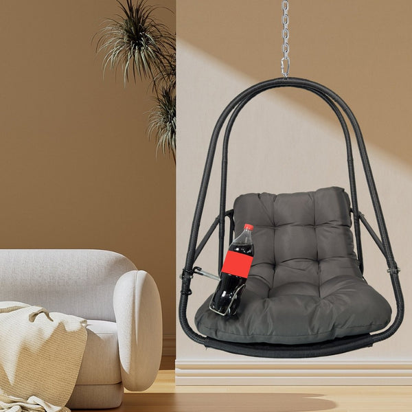 English Elm Swing Egg Chair With Stand - Stylish Wicker Rattan Basket For Indoor/Outdoor Relaxation & Comfort W2707P296438-GIGA