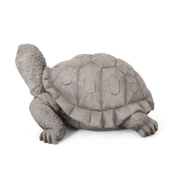 English Elm Christopher Knight Home® - TURTLE Handcrafted Outdoor Garden Statue in Dark Gray Cast Stone, Weather-Resistant Vintage Accent (12.5" W) 70872.00DGRY