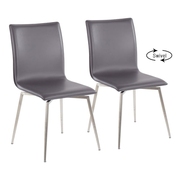 English Elm Mason Swivel Dining Chairs Faux Leather Upholstered with Steel Base Set of 2 B202P223612