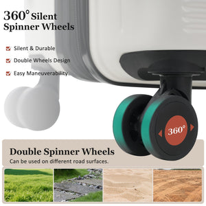 English Elm Luggage 5 Piece Hardside Abs Set with Front Access Carry on and Tsa Spinner Wheels White N732P391579K