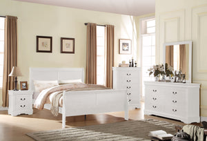 English Elm Louis Philippe Elegant White Queen Sleigh Bed - Timeless Design, Durable Construction & Comfort B2726S00145