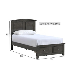 English Elm Hammond Farmhouse Twin Storage Bed with Panel Headboard and Two Under Drawer Gray B078S00674