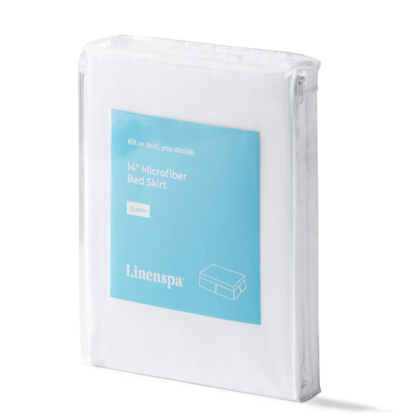English Elm Linenspa Microfiber 14-Inch Drop Bedskirt for Cal King — Wrinkle, Fade & Stain Resistant, Machine Washable Protection White B350P394817