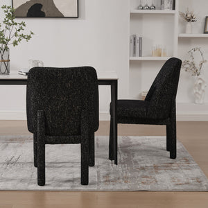 English Elm 21.46" Modern Minimalist Chenille Dining Chair Set of 2 with Rubberwood Legs, Curved High Back Comfort Black+Grey W3189P351396