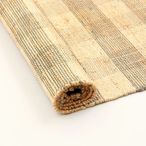 English Elm Area Rug Handwoven Jute Cotton Plaid Gray Flatweave for Living Room or Bedroom B346P321262