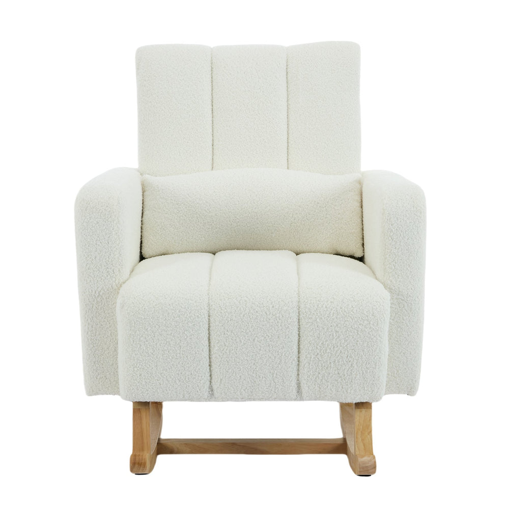 English Elm Christopher Knight Home® - Accent Rocking Chair In Cream White Teddy Velvet - Luxurious Comfort, Ergonomic Support & Style! N765P263906W