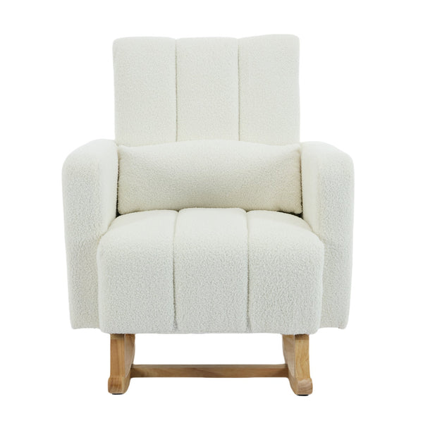 English Elm Christopher Knight Home® - Accent Rocking Chair In Cream White Teddy Velvet - Luxurious Comfort, Ergonomic Support & Style! N765P263906W