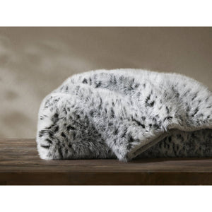 English Elm 1-piece Oversized Faux Fur Throw Bobcat Print Plush Velvet Backed Cozy Sofa Blanket Snow Leopard B035P408336