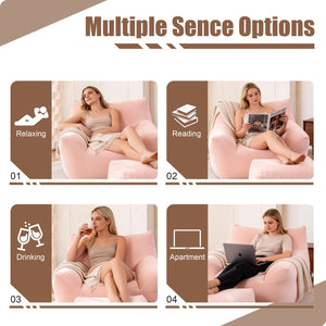 English Elm Bean Bag Chair with Armrests Shredded Foam Fill Oversized Lounge Seat for Adults Pink W5385P433248