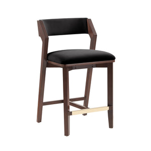 English Elm Counter Stool Velvet Upholstered Walnut Frame with Gold Footrest for Kitchen Bar B365P398016