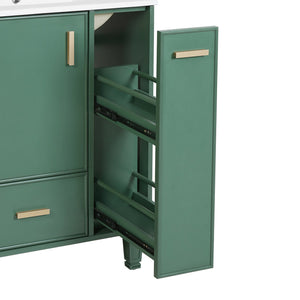 English Elm Christopher Knight Home® - 24" Bathroom Vanity with Ceramic Sink, Solid Wood Frame, Soft-Close Drawers & Ample Storage Appeal Green N759P269734F