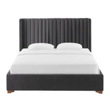 Queen Size Upholstered Bed Frame with Headboard, Platform Design, Wooden Slats, No Box Spring Needed - Black