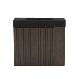 English Elm Galan Freestanding Bathroom Vanity Quartz Basin Fluted Wood Cabinet Modern Bath Oak,Smoke W1865S00221