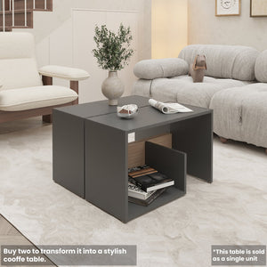 English Elm Fm Furniture Vega Melamine Side Table With Open Storage – Modern Matt Grey & Light Oak Design B128P293875