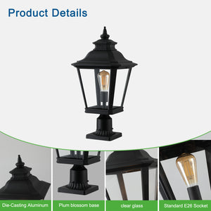 English Elm 21"(h) Matte Black Aluminum Post Lanterns Set of Two for Driveway Garden Path W2312P415982