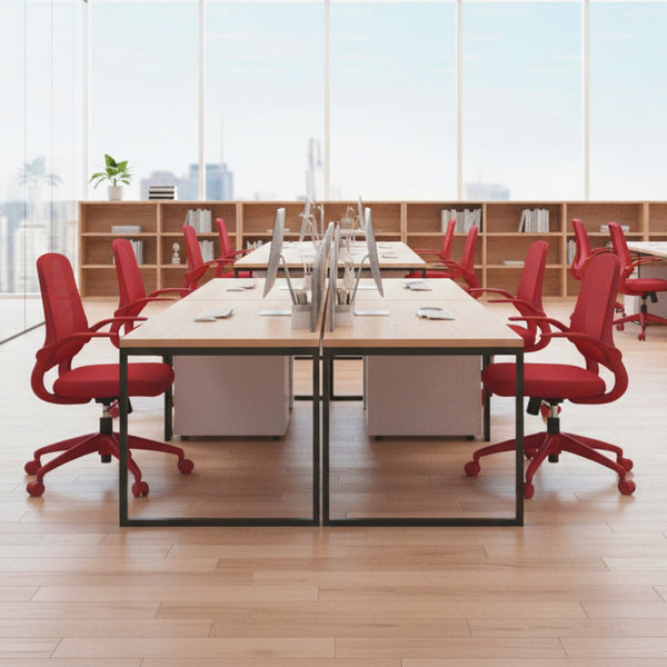 English Elm Ergonomic Mesh Back Task Chair with Flip Armrests High Density Foam Seat 500lb Capacity Red W5280P464459