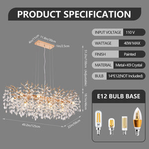 English Elm Modern Gold Branch Crystal Raindrop Chandelier 14 Light Luxury Dining Room Fixture W1340P461544