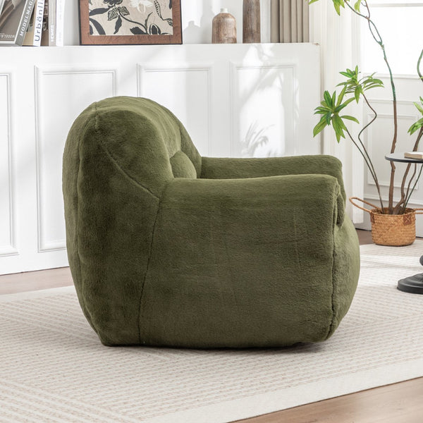 English Elm Bean Bag Chair - Plush Faux Fur Sofa With Back Support, Perfect For Any Room, Adults & Kids - Green W2200P326891