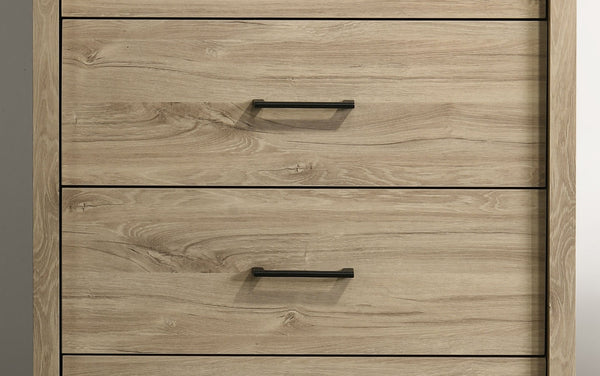 English Elm Seraphiel Four Drawer Storage Chest Oak Finish Matte Black Hardware Bedroom Organizer Light Oak B2749P413334