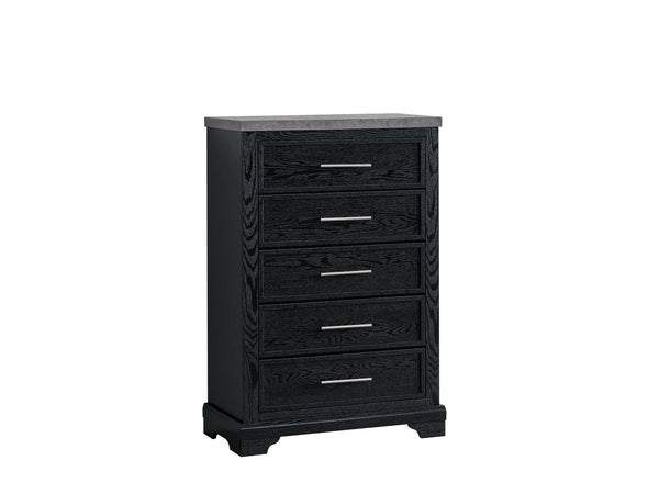 English Elm Grande Modern 5-drawer Chest with Faux Granite Top and Brushed Chrome Hardware B078P497909