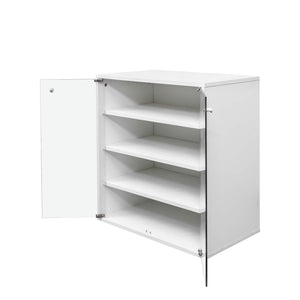 English Elm Shoe Display Case with RGB LED Remote, Tempered Glass Stackable Organizer for Sneakers Showcase White W331P242611