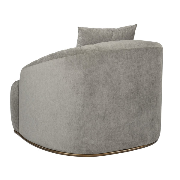 Sunpan Astrid Armchair - Luxurious Velvet Tufted Design with Antique Brass Frame for Elegant Living Spaces Polo Club Stone