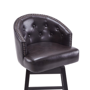 English Elm Christopher Knight Home® - 33.25" Swivel Counter Stools Set of 2 — 360° Faux Leather Bar Stools with Tufted Back, Footrest, Adjustable Feet WF532108BRN