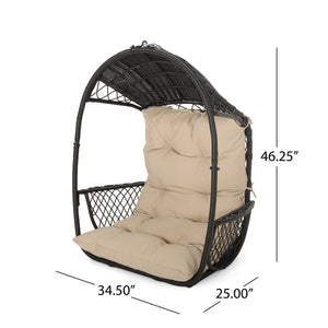 English Elm Christopher Knight Home® - Malia Wicker Hanging Chair - Stylish Indoor/Outdoor Seating With Plush Cushion For Relaxation & Comfort 67677.00BTN