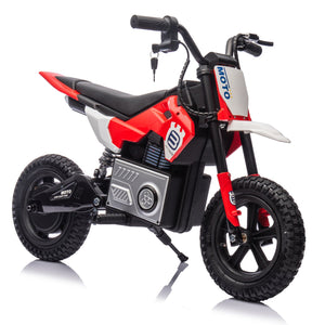 English Elm 24v Kids Electric Motocross Motorcycle 200w Hub Motor Suspension Led Bluetooth Audio Red W1578P225050