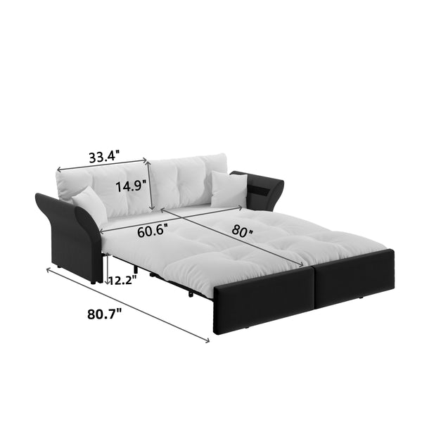 English Elm 74.4" Queen Velvet Sleeper Sofa Artisan Floral Tufted Cushions Converts for Guest Rooms Grey W1885S00170