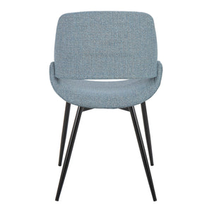 English Elm Fabrico Set Of 2 Mid-Century Modern Accent Chairs In Blue Fabric With Black Metal Legs - Stylish Comfort B202S01214