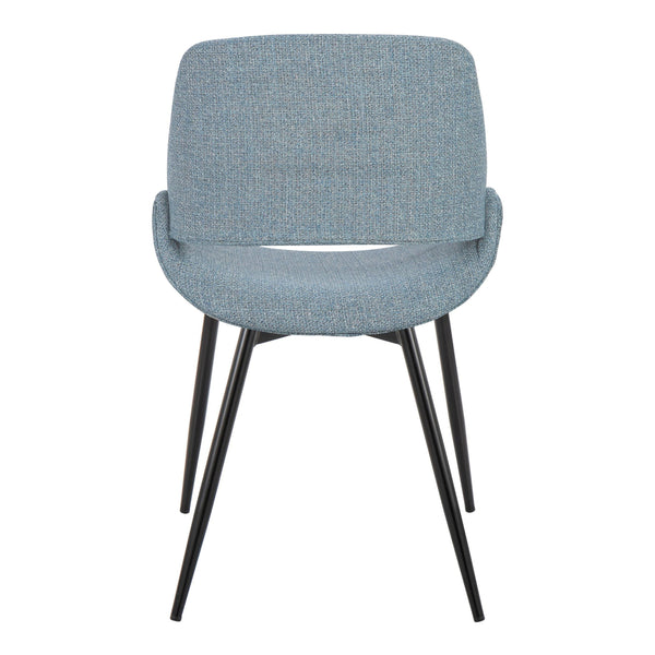 English Elm Fabrico Set Of 2 Mid-Century Modern Accent Chairs In Blue Fabric With Black Metal Legs - Stylish Comfort B202S01214