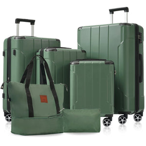 English Elm Hardshell Six Piece Luggage Set Expandable Abs Suitcases with Spinner Wheels Tsa Lock Green N730P296628F