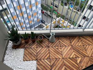 English Elm Acacia Solid Wood Interlocking Deck Tiles 30 Pack Outdoor Patio Balcony Floor Kit T3656P456165