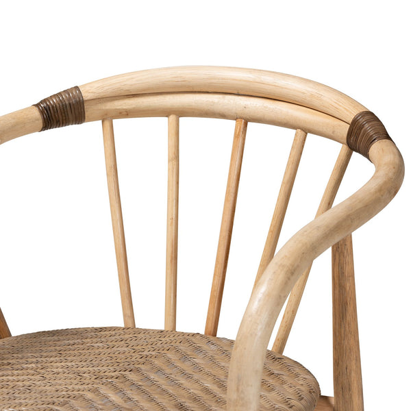 English Elm Modern Bohemian Rattan Woven Metal Dining Chairs Set of Two for Eclectic Spaces B2750P420362
