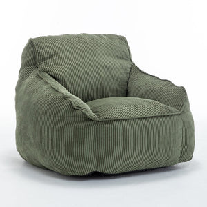 English Elm Giant Corduroy Bean Bag Sofa with Armrests Foam Filled Cozy Adult Lounge Chair Green W2200P442802