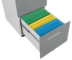 English Elm 2 Drawer Rolling Metal File Cabinet Locking Under Desk Storage for Home Office W124770978
