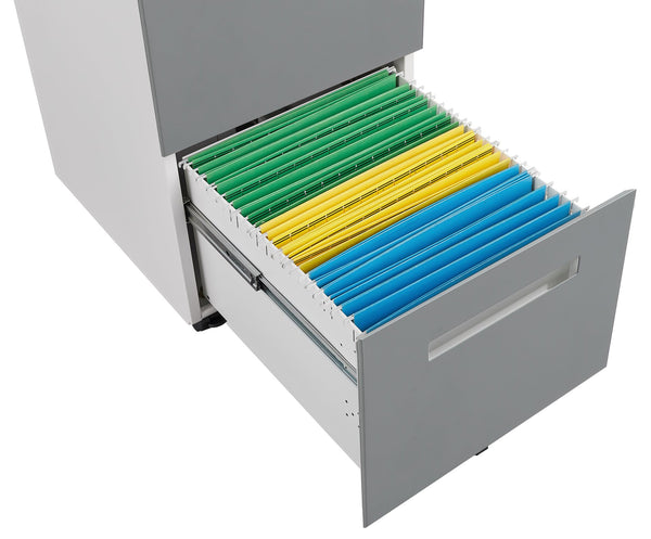 English Elm 2 Drawer Rolling Metal File Cabinet Locking Under Desk Storage for Home Office W124770978